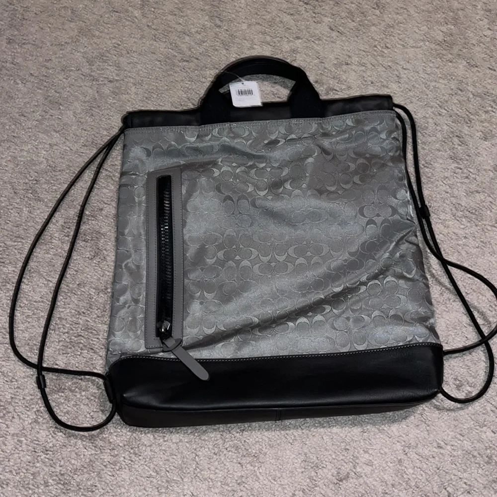 Coach Signature Terrain drawstring bag sack F79909 QB/heather grey new